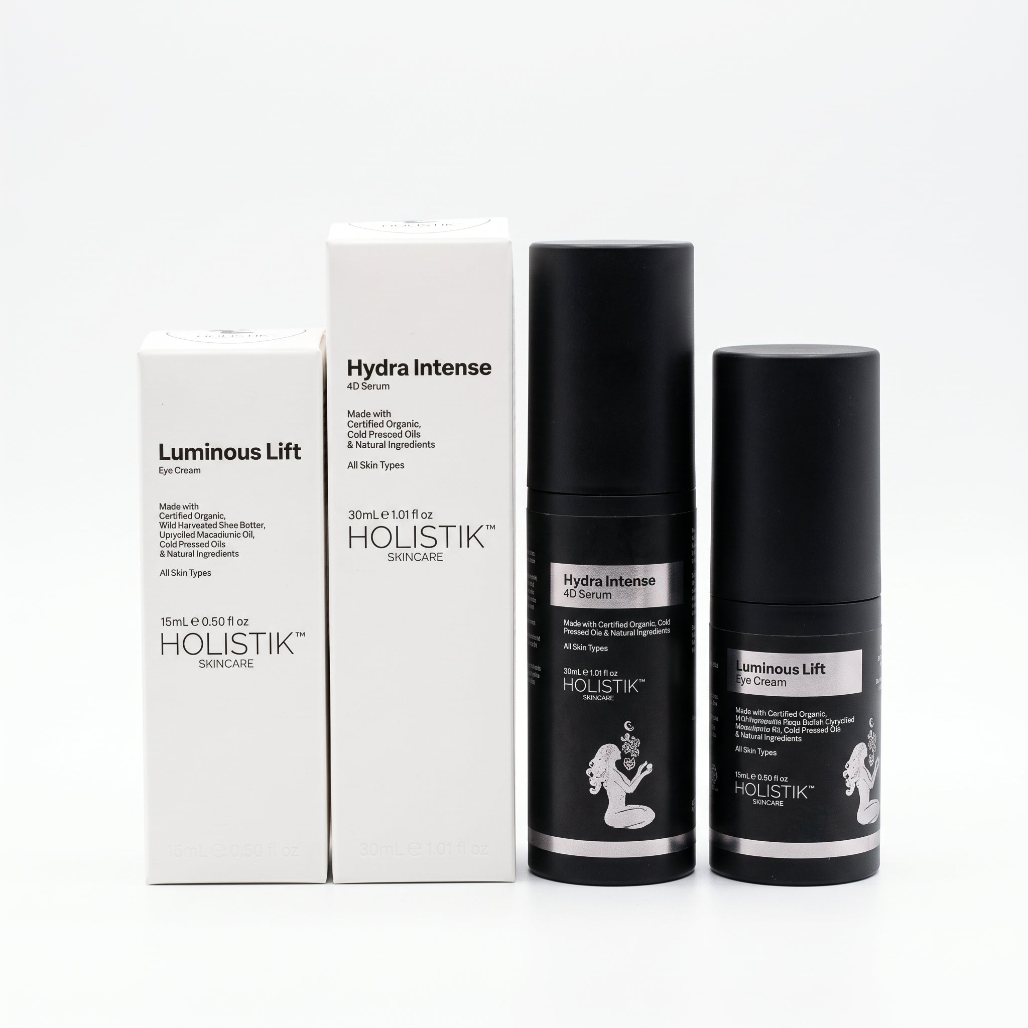 Holistik Skincare Bright Eyes & Radiant Skin Duo
When your eyes look tired and your skin feels dull or dehydrated, this duo gives your routine a simple brightening and hydration reset.