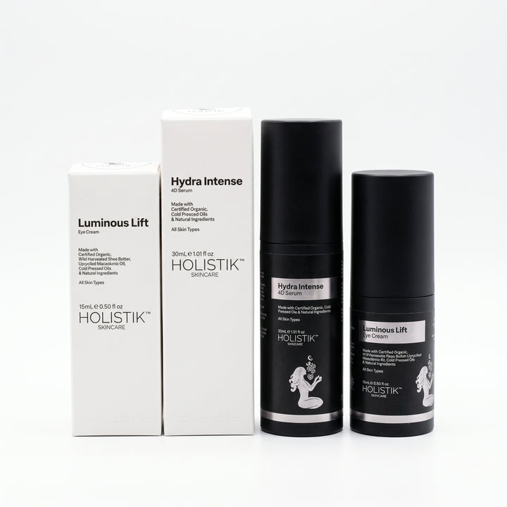Holistik Skincare Bright Eyes & Radiant Skin Duo
When your eyes look tired and your skin feels dull or dehydrated, this duo gives your routine a simple brightening and hydration reset.
