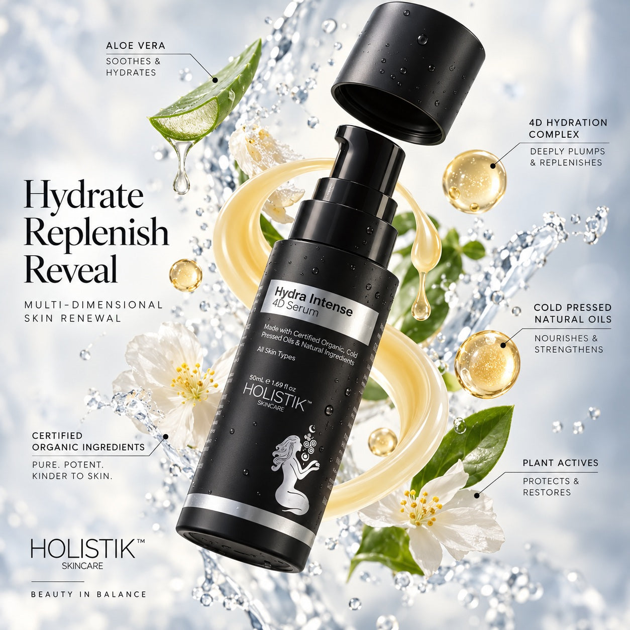 Holistik Skincare Hydra Intense 4d Hydrating serum with hyaluronic acid