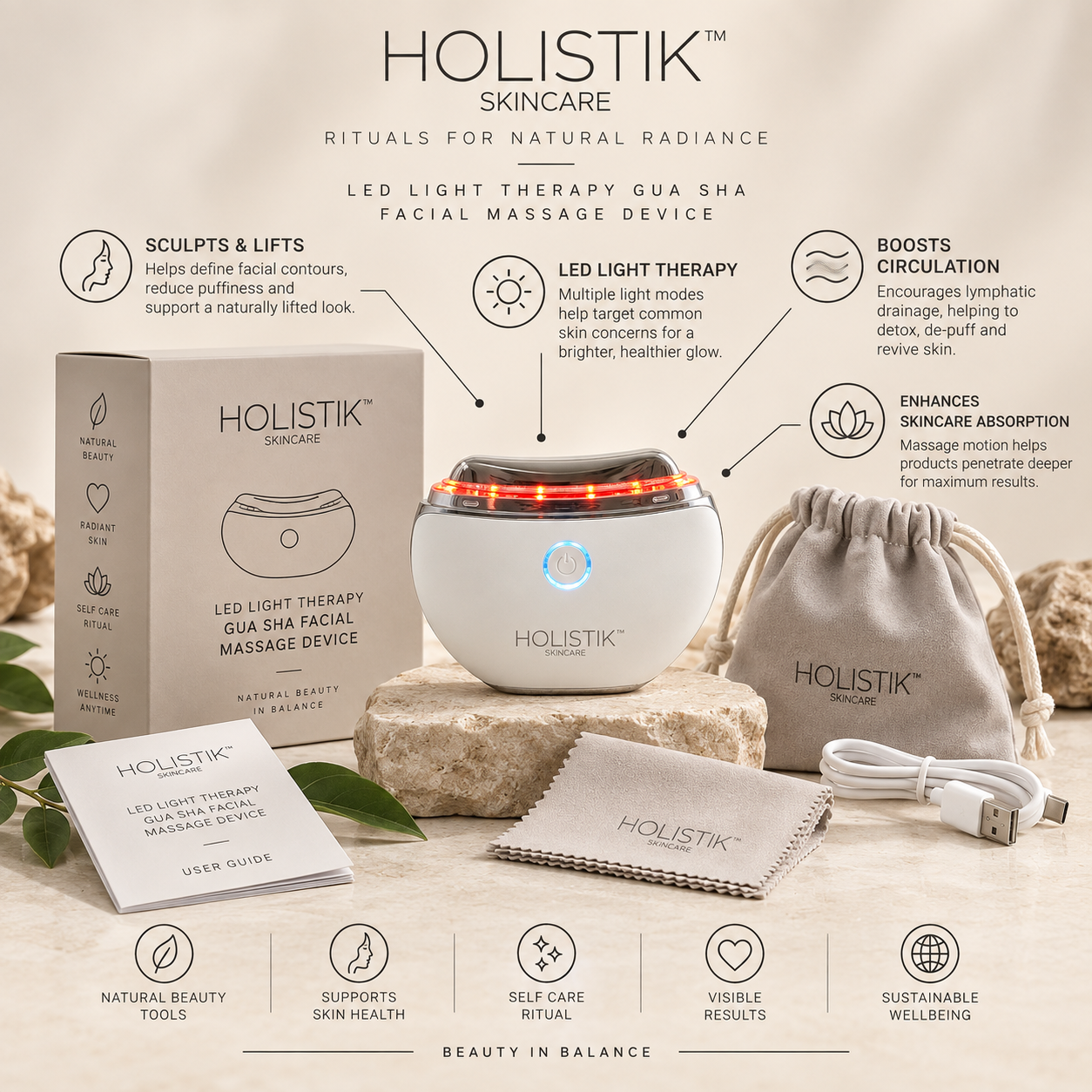 LED Light Therapy & Gua Sha Facial Device Holistik Skincare
Advanced Skin Rejuvenation At Home