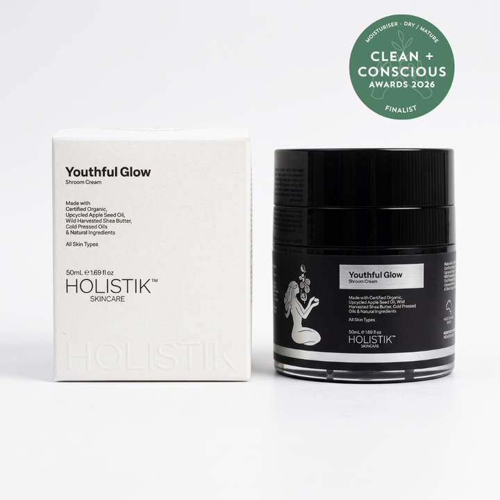 Holistik Skincare Youthful Glow Shroom Face Cream Best Moisturiser for Dry Mature Skin