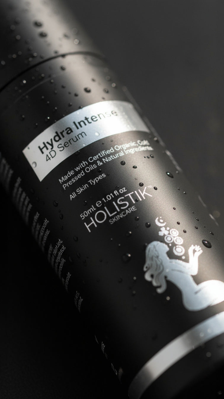 Hydra Intense 4D Face Serum over 88% Natural Origin Ingredients with organic botanicals, 4D hyaluronic Acid, Niacinamide and Ceramides, Brightening, plumping, radiance boosting - Holistik Skincare