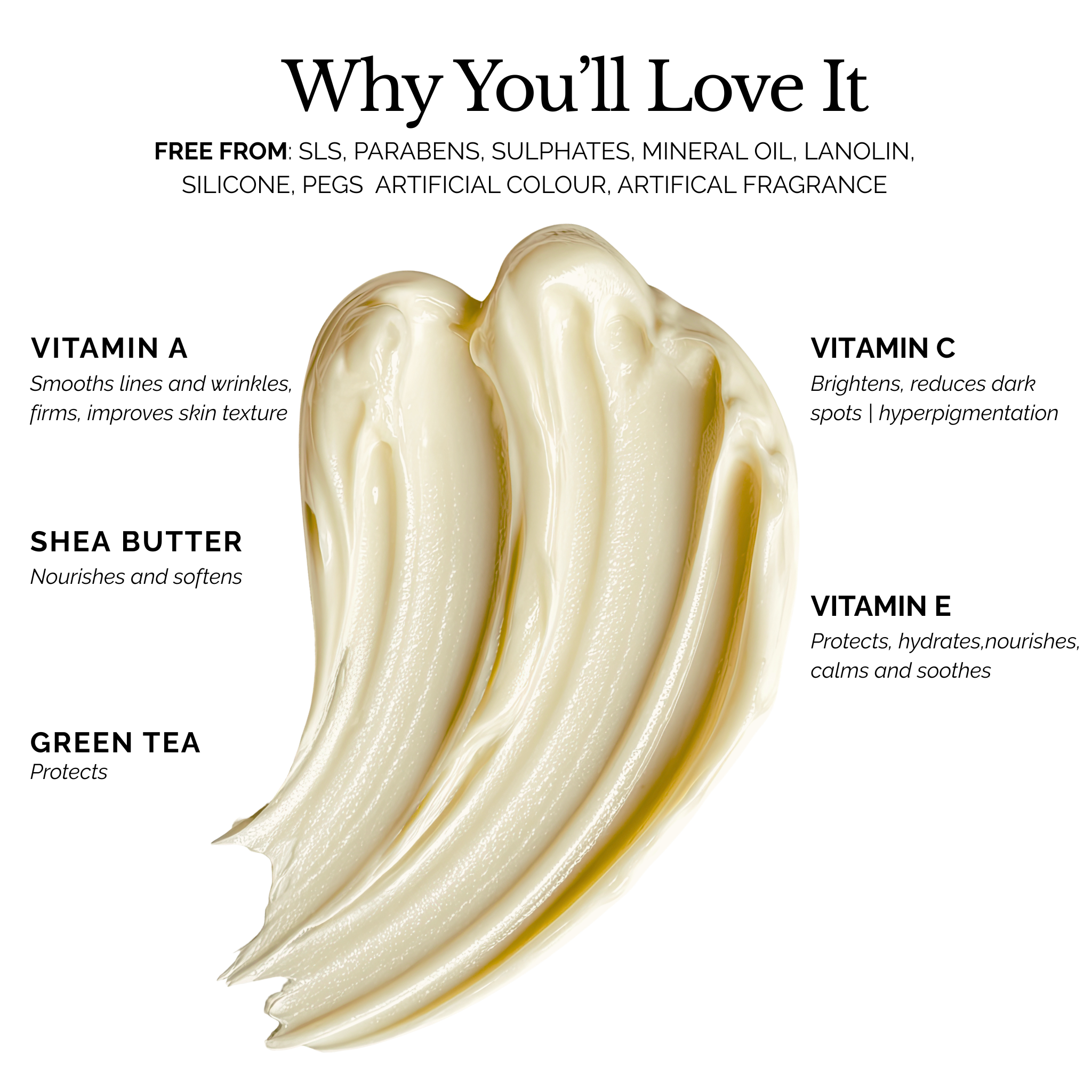 Revitaluxe Moisturiser key ingredients and benefits — Vitamin A, C, E antioxidant complex