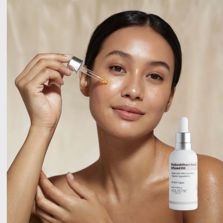 Seabuckthorn Oil for Deep Hydration & Barrier Repair. Promotes Skin Regeneration & Healing, accelerates skin repair, ani-aging booster, brightens dull skin, soothes inflammation - Holistik Skincare