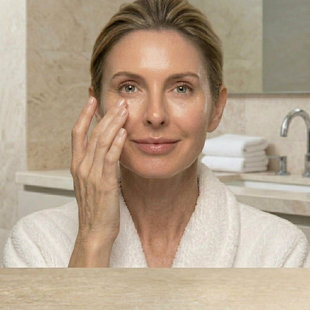 Before and after results using the Bright Eyes and Radiant Skin Duo — visible radiance, naturally proven