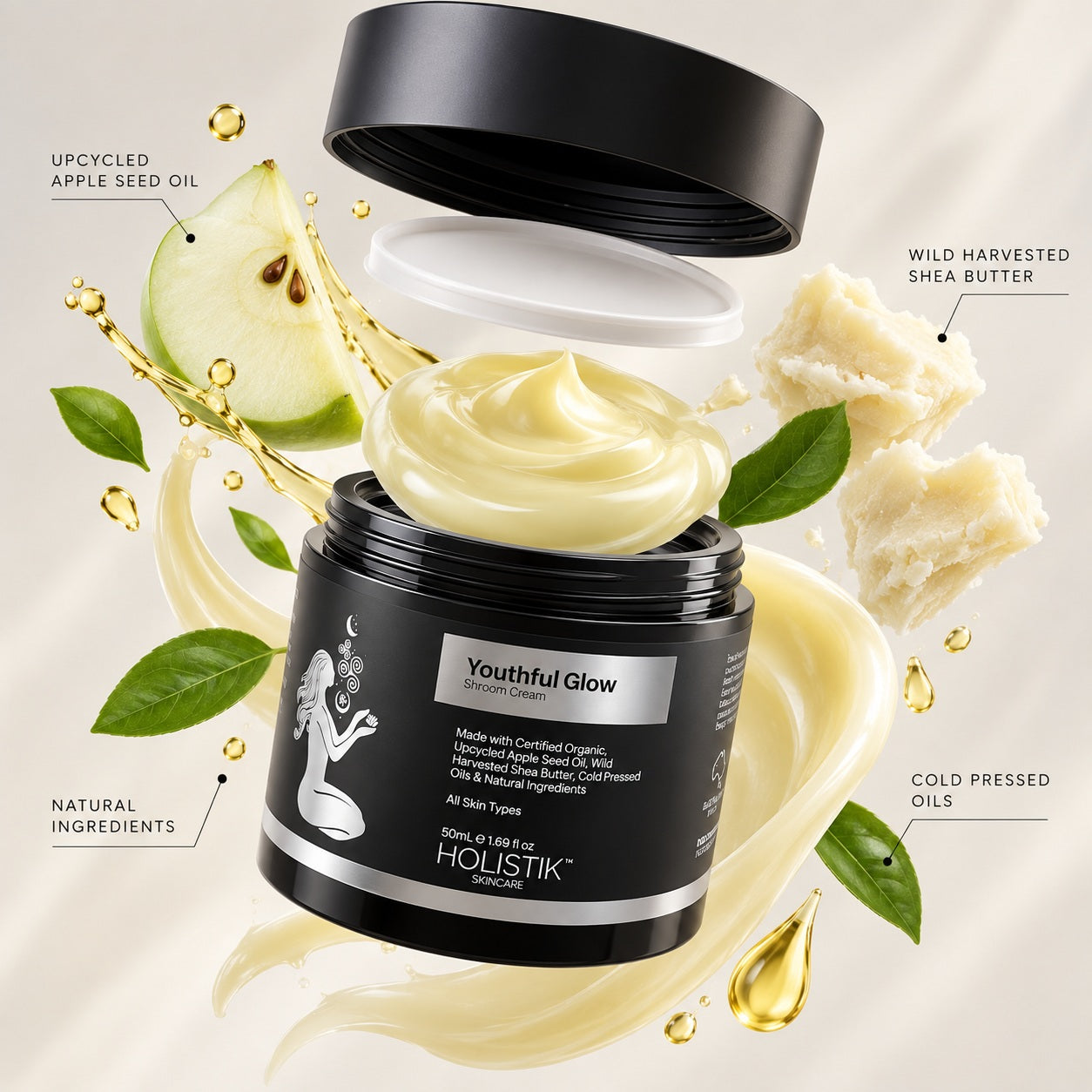 Holistik Skincare Youthful Glow Shroom Cream Barrier Repair Dry Mature skin