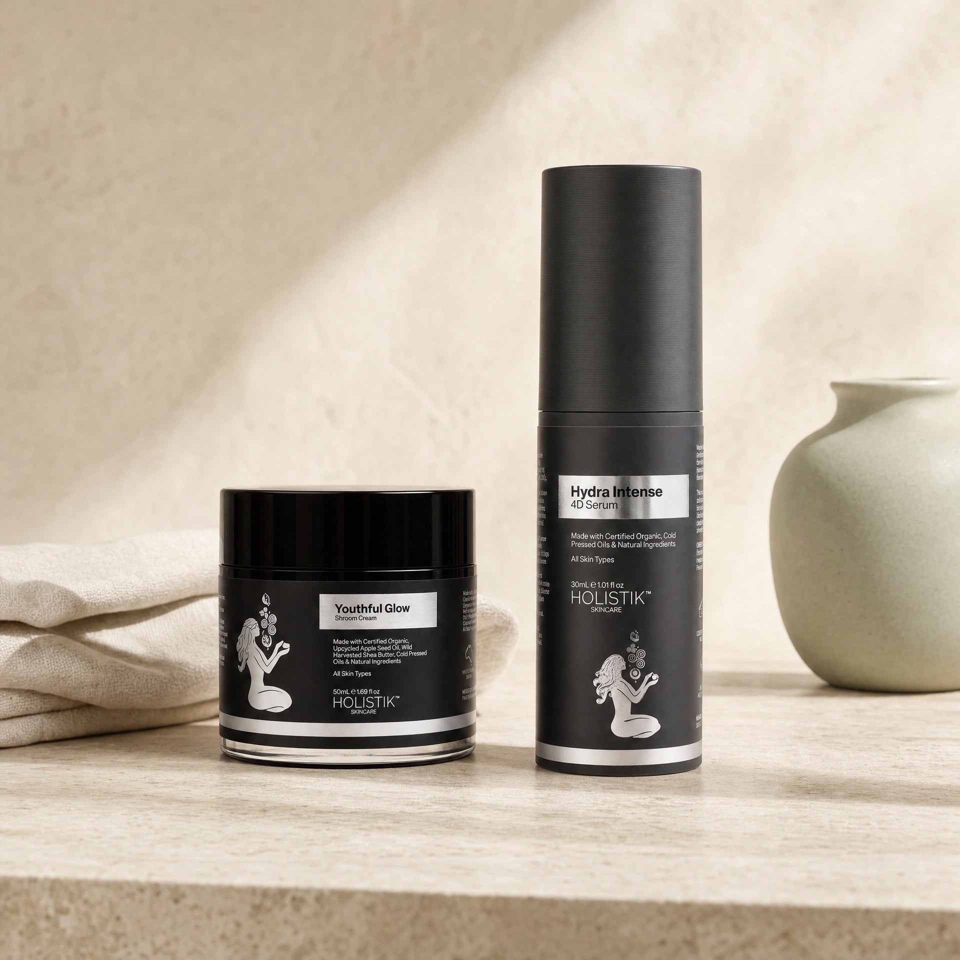 Hydration & Glow Skincare Set | 4D Face Hydrating Serum + Mushroom Cream