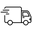 Black outline of a delivery truck on a white background